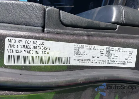 2020 Jeep Grand Cherokee Limited 4X2 из США, поврежденный, VIN 1C4RJEBG6LC404547